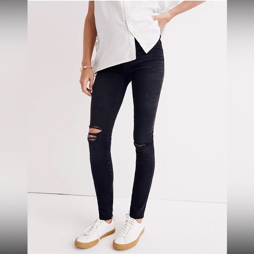 NWT! MADEWELL Maternity Over-the-Belly Skinny Jeans in Black Sea